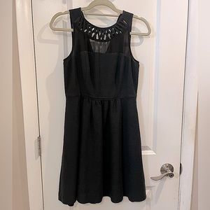 Anthropologie Maeve Sheer and Lattice Yoke Fit and Flare Mini Dress Sz 2 Black